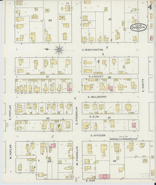 Sanborn Fire Insurance Map from Du Quoin, Perry County, Illinois (1894), Sheet #0004 - Historic Sanborn Fire Insurance Map Print, vintage old map wall art, antique decor, genealogy gift, Illinois Illinois map