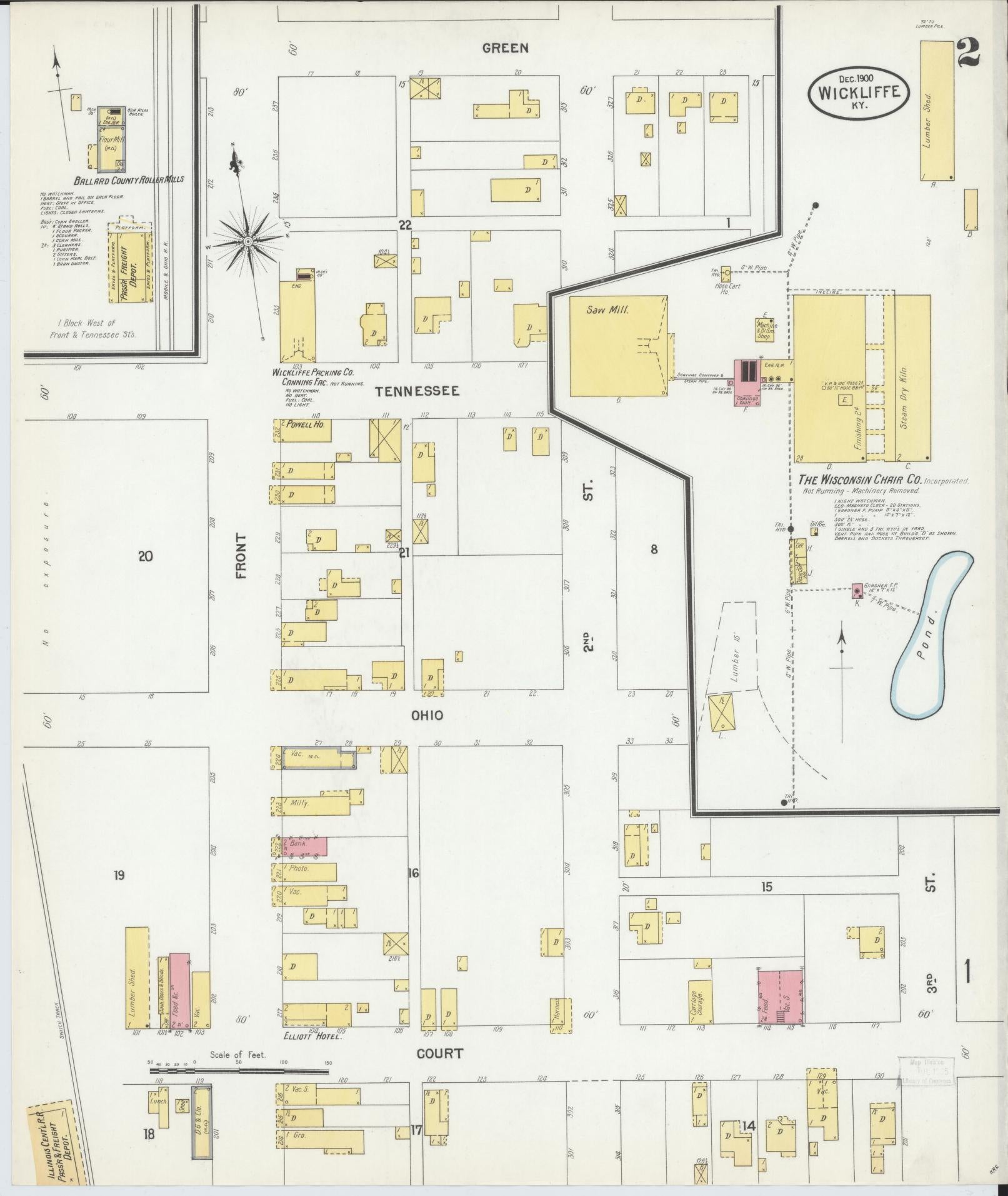Sanborn Fire Insurance Map from Wickliffe, Ballard County, Kentucky (1900), Sheet #0002 - Complete Map Set gallery image, historic Sanborn map, vintage wall art, Kentucky Kentucky