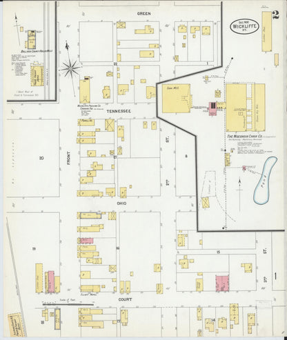 Sanborn Fire Insurance Map from Wickliffe, Ballard County, Kentucky (1900), Sheet #0002 - Complete Map Set gallery image, historic Sanborn map, vintage wall art, Kentucky Kentucky