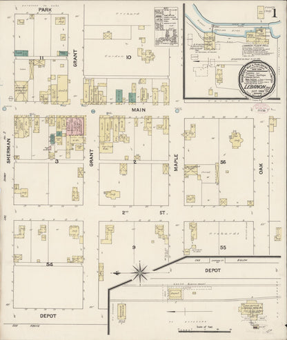 Sanborn Fire Insurance Map from Lebanon, Linn County, Oregon (1888), Sheet #0001 - Complete Map Set gallery image, historic Sanborn map, vintage wall art, Oregon Oregon