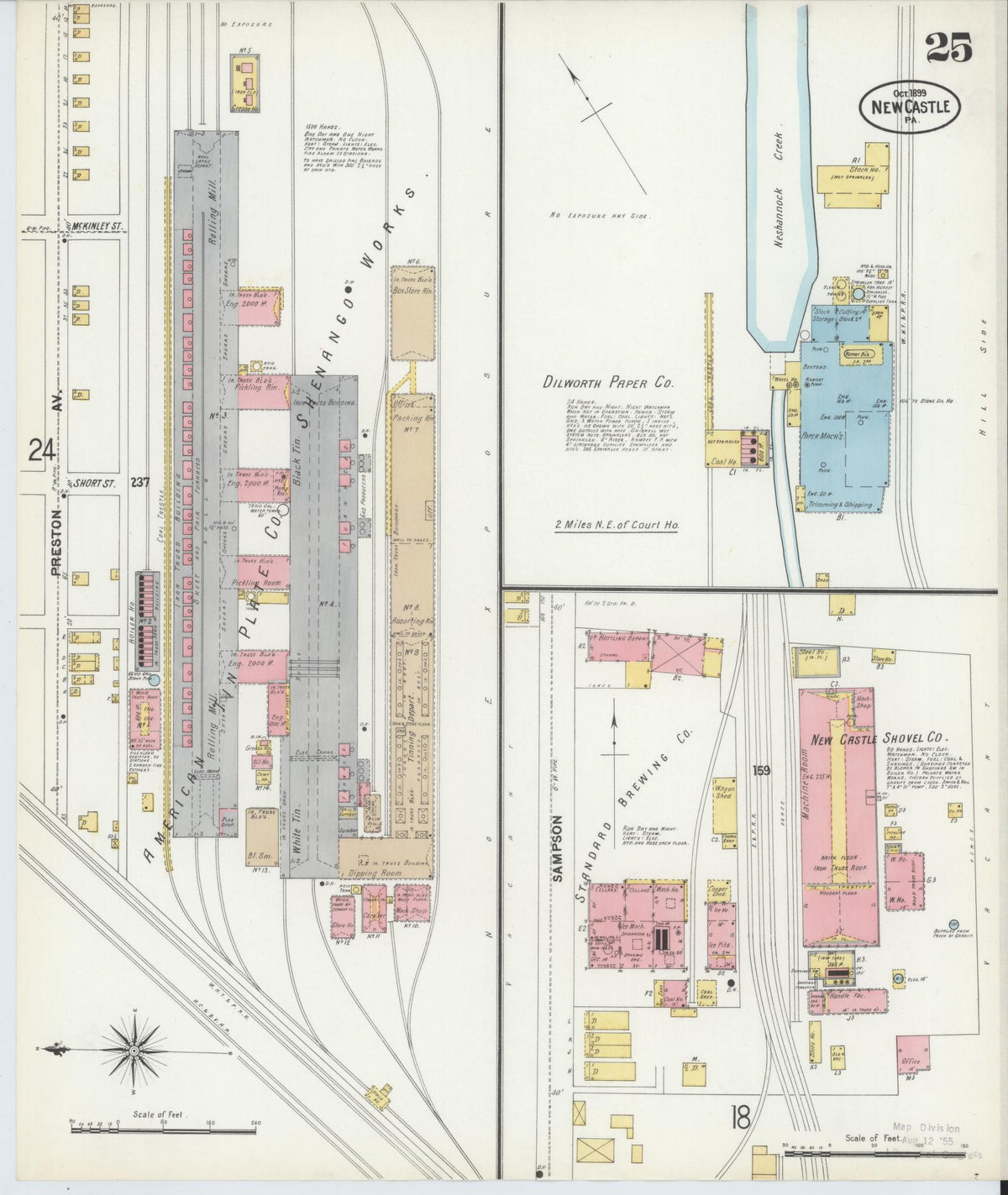 Sanborn Fire Insurance Map from New Castle, Lawrence County, Pennsylvania (1899), Sheet #0025 - Historic Sanborn Fire Insurance Map Print, vintage old map wall art, antique decor, genealogy gift, Pennsylvania Pennsylvania map