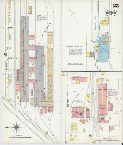Sanborn Fire Insurance Map from New Castle, Lawrence County, Pennsylvania (1899), Sheet #0025 - Historic Sanborn Fire Insurance Map Print, vintage old map wall art, antique decor, genealogy gift, Pennsylvania Pennsylvania map
