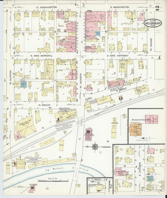 Sanborn Fire Insurance Map from Millersburg, Holmes County, Ohio (1914), Sheet #0002 - Historic Sanborn Fire Insurance Map Print, vintage old map wall art, antique decor, genealogy gift, Ohio Ohio map