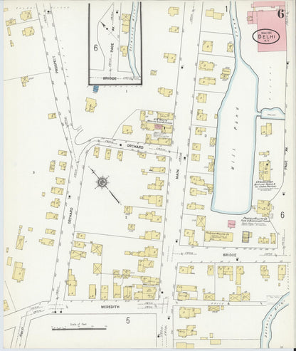 Sanborn Fire Insurance Map from Delhi, Delaware County, New York (1911), Sheet #0006 - Complete Map Set gallery image, historic Sanborn map, vintage wall art, Delhi Delaware