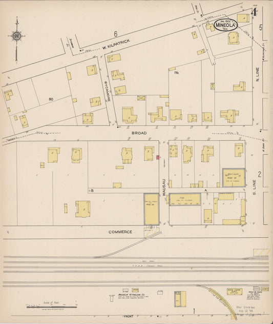 Sanborn Fire Insurance Map from Mineola, Wood County, Texas (1922), Sheet #0004 - Historic Sanborn Fire Insurance Map Print, vintage old map wall art, antique decor, genealogy gift, Texas Texas map