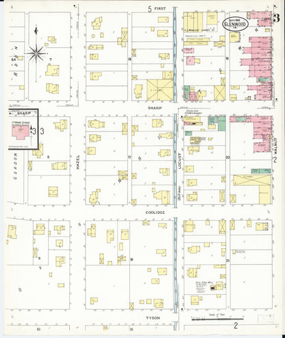 Sanborn Fire Insurance Map from Glenwood, Mills County, Iowa (1908), Sheet #0003 - Historic Sanborn Fire Insurance Map Print
