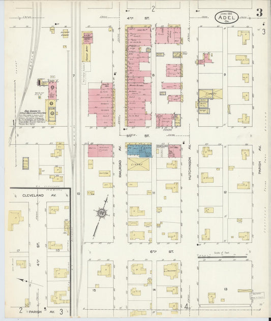 Sanborn Fire Insurance Map from Adel, Cook County, Georgia (1913), Sheet #0003 - Historic Sanborn Fire Insurance Map Print, vintage old map wall art, antique decor, genealogy gift, Georgia Georgia map