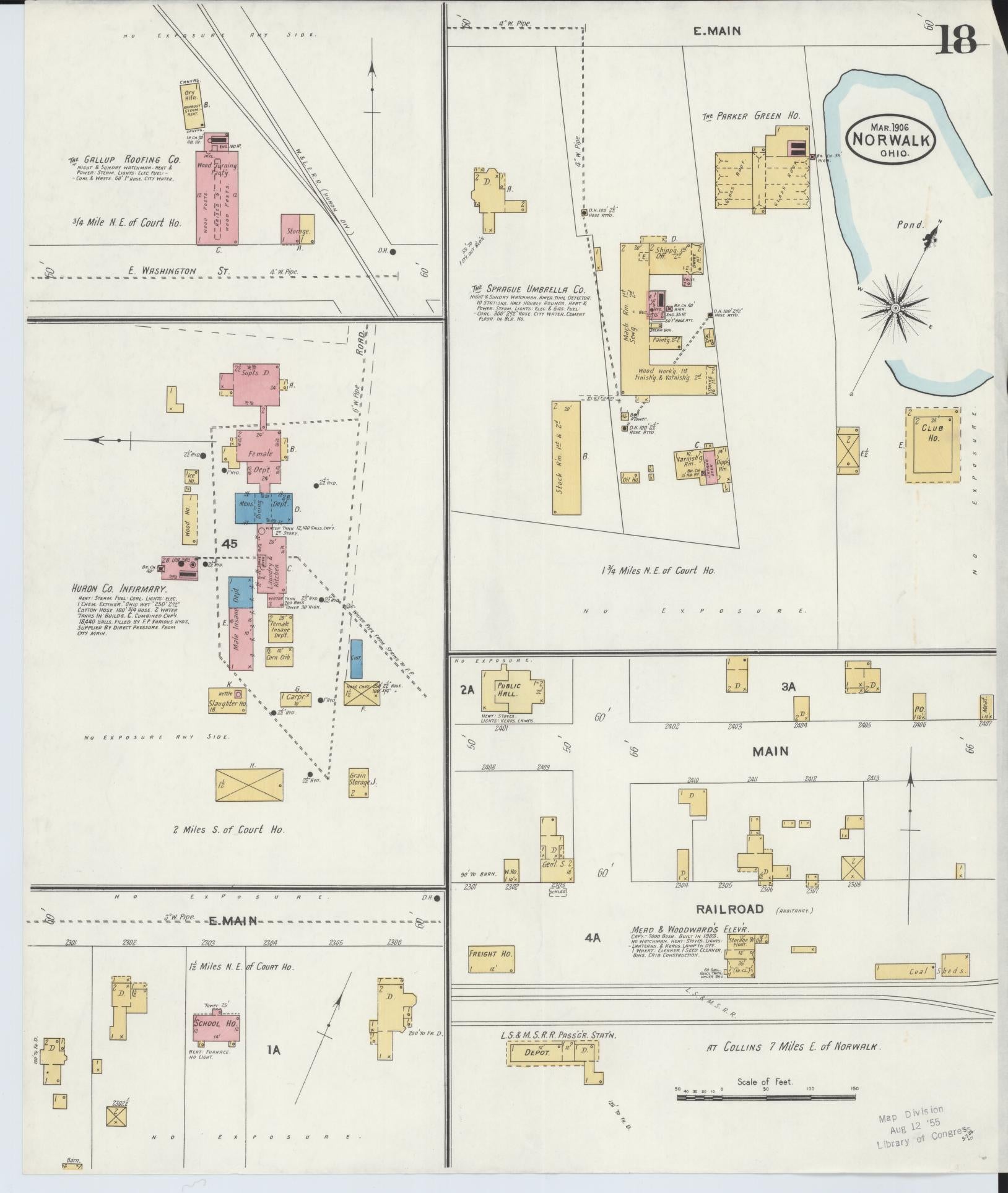 Sanborn Fire Insurance Map from Norwalk, Huron County, Ohio (1906), Sheet #0018 - Historic Sanborn Fire Insurance Map Print, vintage old map wall art, antique decor, genealogy gift, Ohio Ohio map