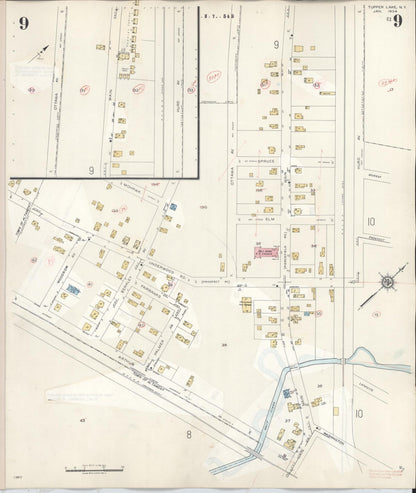 Sanborn Fire Insurance Map from Tupper Lake, Franklin County, New York (1950), Sheet #0009 - Complete Map Set gallery image, historic Sanborn map, vintage wall art, New York New York
