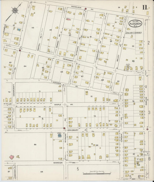 Sanborn Fire Insurance Map from Audubon, Camden County, New Jersey (1915), Sheet #0011 - Historic Sanborn Fire Insurance Map Print, vintage old map wall art, antique decor, genealogy gift, New Jersey New Jersey map