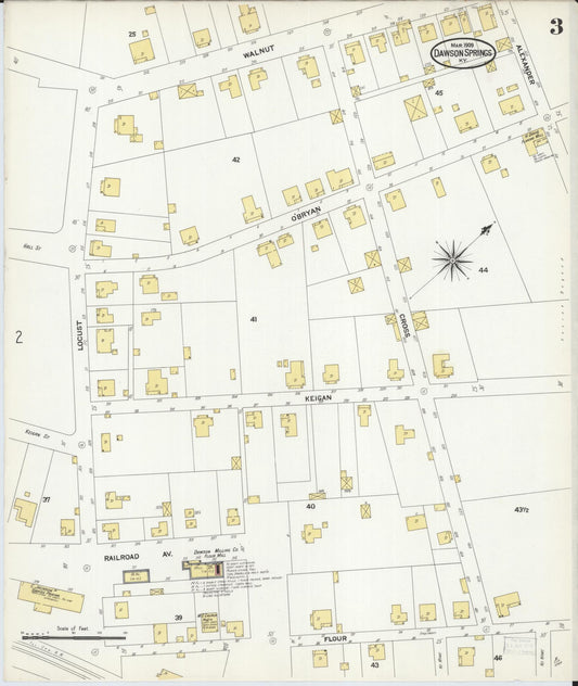 Sanborn Fire Insurance Map from Dawson Springs, Hopkins County, Kentucky (1909), Sheet #0003 - Historic Sanborn Fire Insurance Map Print, vintage old map wall art, antique decor, genealogy gift, Kentucky Kentucky map