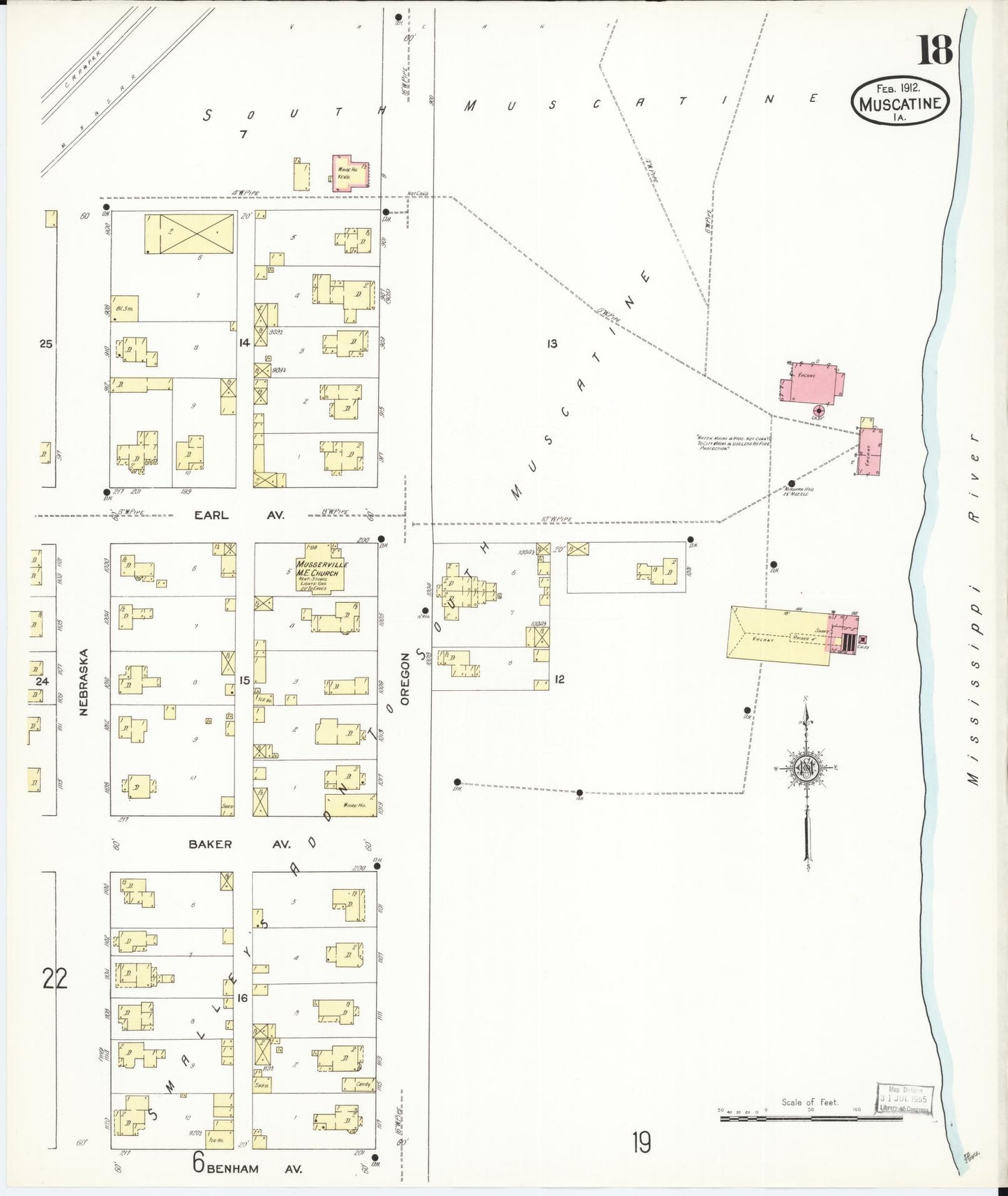 Sanborn Fire Insurance Map from Muscatine, Muscatine County, Iowa (1912), Sheet #0018 - Historic Sanborn Fire Insurance Map Print