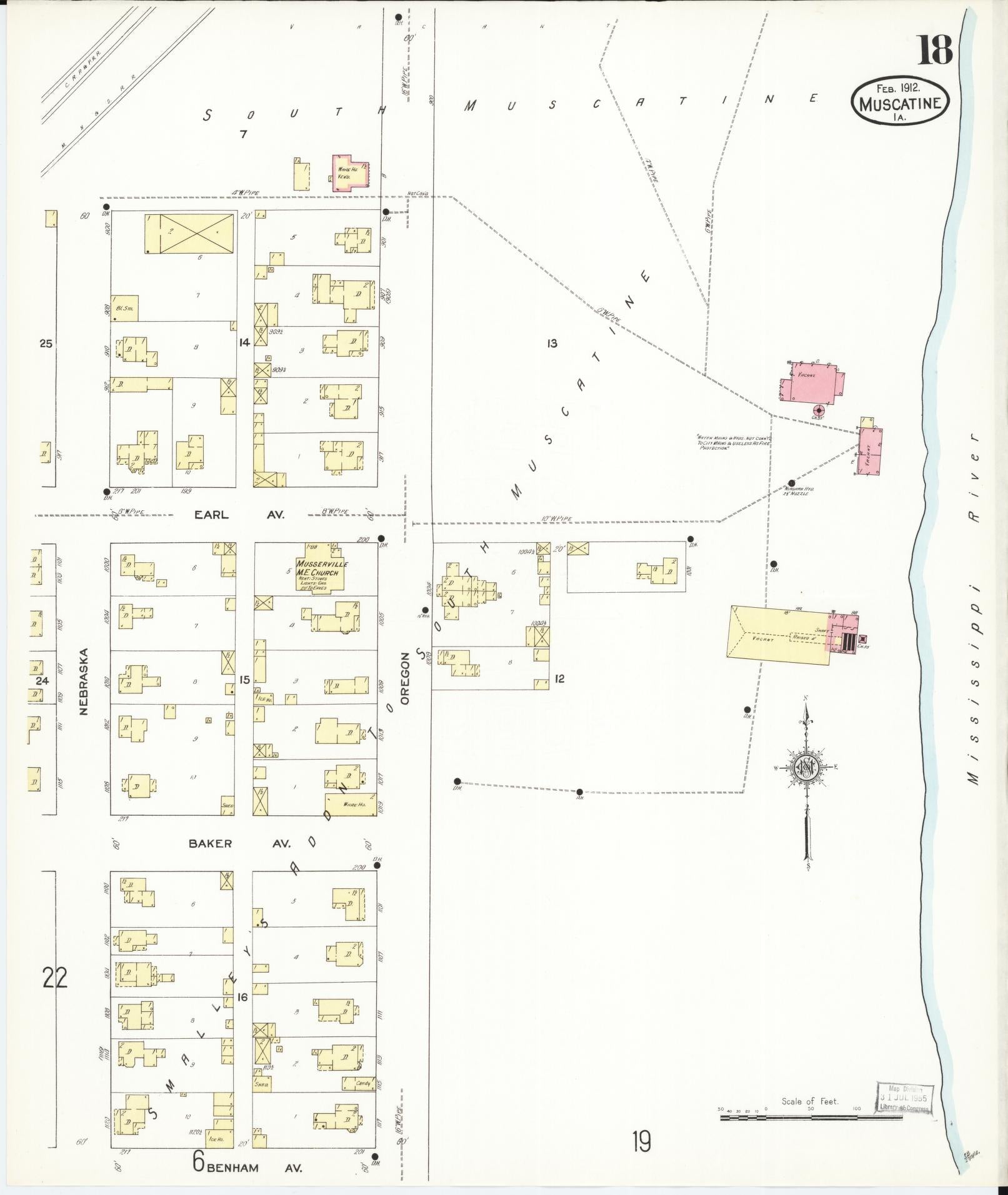 Sanborn Fire Insurance Map from Muscatine, Muscatine County, Iowa (1912), Sheet #0018 - Historic Sanborn Fire Insurance Map Print
