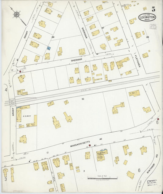Sanborn Fire Insurance Map from Lexington, Middlesex County, Massachusetts (1918), Sheet #0005 - Historic Sanborn Fire Insurance Map Print, vintage old map wall art, antique decor, genealogy gift, Massachusetts Massachusetts map