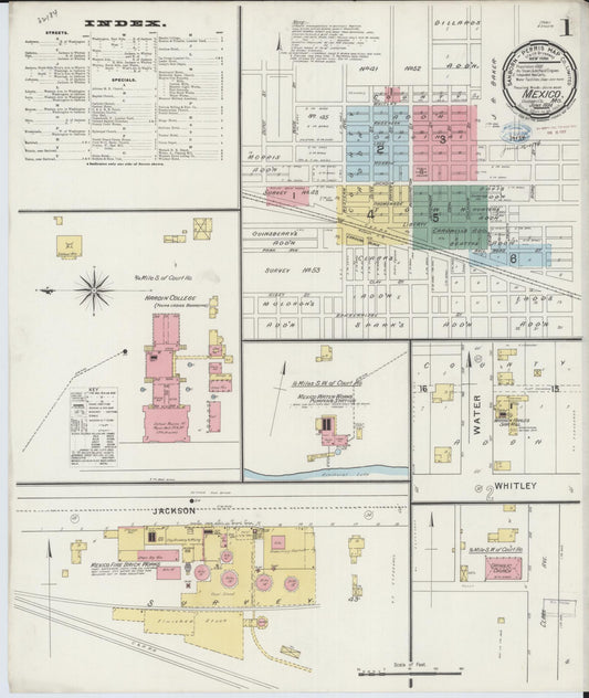 Sanborn Fire Insurance Map from Mexico, Audrain County, Missouri (1894), Sheet #0001 - Historic Sanborn Fire Insurance Map Print, vintage old map wall art, antique decor, genealogy gift, Missouri Missouri map