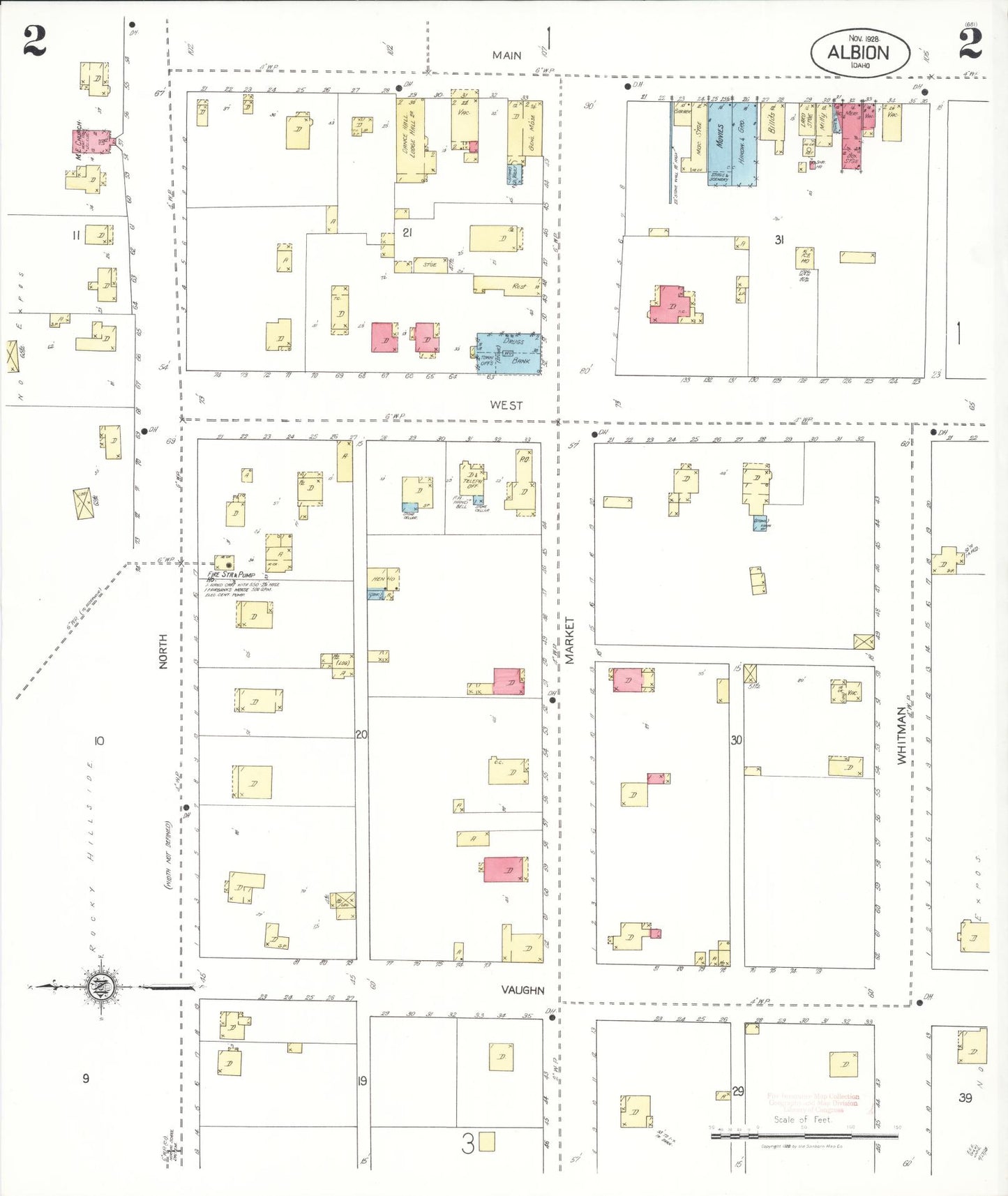 Sanborn Fire Insurance Map from Albion, Cassia County, Idaho (1928), Sheet #0002 - Complete Map Set gallery image, historic Sanborn map, vintage wall art, Idaho Idaho