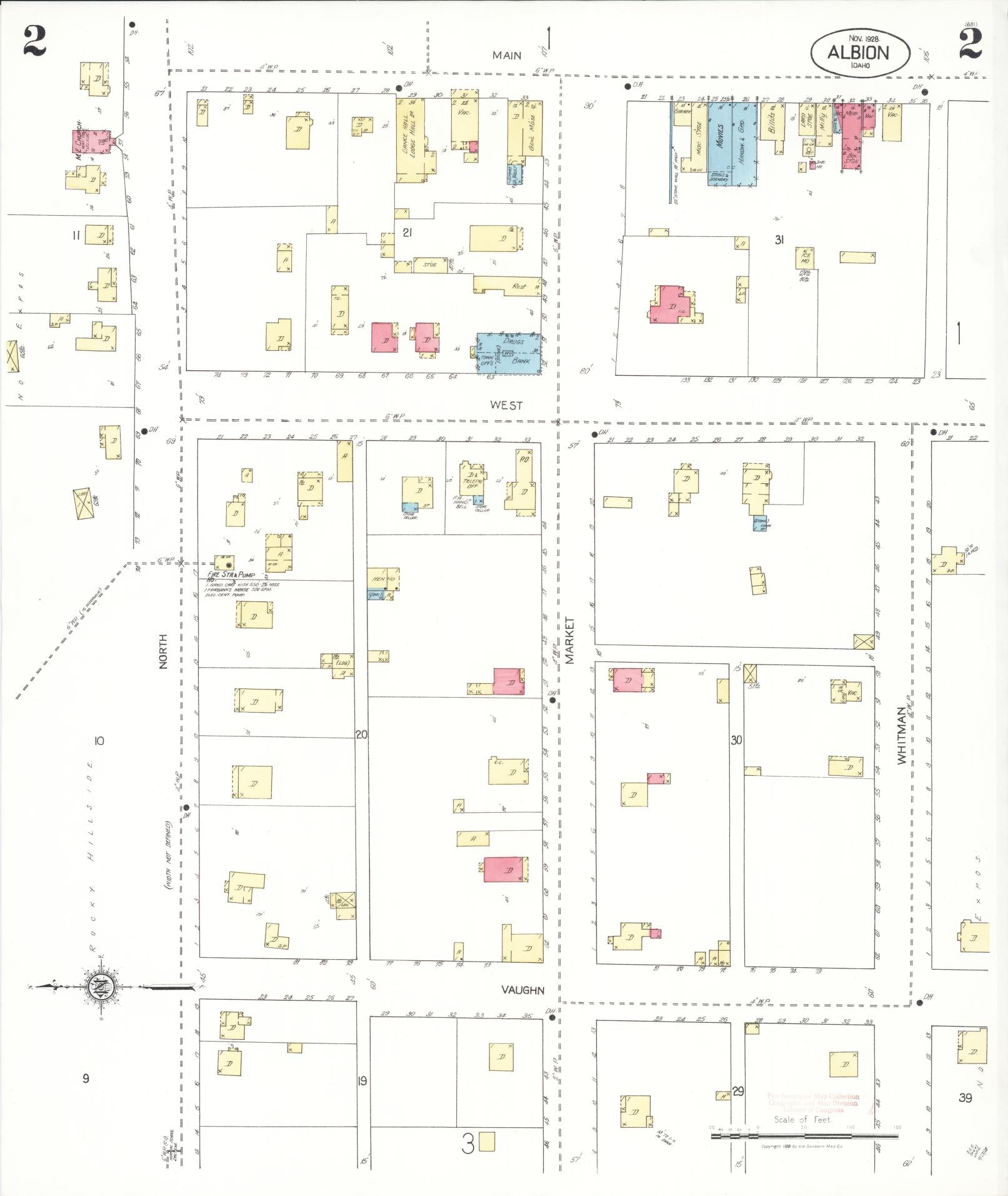 Sanborn Fire Insurance Map from Albion, Cassia County, Idaho (1928), Sheet #0002 - Complete Map Set gallery image, historic Sanborn map, vintage wall art, Idaho Idaho