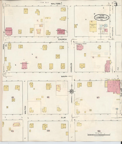 Sanborn Fire Insurance Map from Lewisville, Denton County, Texas (1934), Sheet #0003 - Complete Map Set gallery image, historic Sanborn map, vintage wall art, Texas Texas
