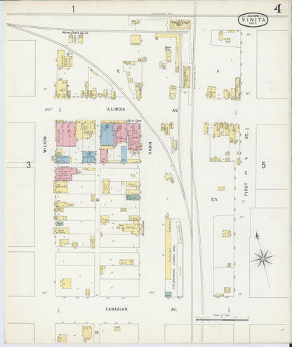 Sanborn Fire Insurance Map from Vinita, Craig County, Oklahoma (1896), Sheet #0004 - Complete Map Set gallery image, historic Sanborn map, vintage wall art, Oklahoma Oklahoma