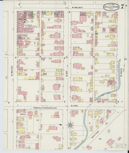 Sanborn Fire Insurance Map from Chillicothe, Ross County, Ohio (1895), Sheet #0007 - Historic Sanborn Fire Insurance Map Print, vintage old map wall art, antique decor, genealogy gift, Ohio Ohio map