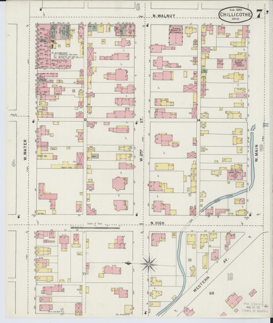 Sanborn Fire Insurance Map from Chillicothe, Ross County, Ohio (1895), Sheet #0007 - Historic Sanborn Fire Insurance Map Print, vintage old map wall art, antique decor, genealogy gift, Ohio Ohio map