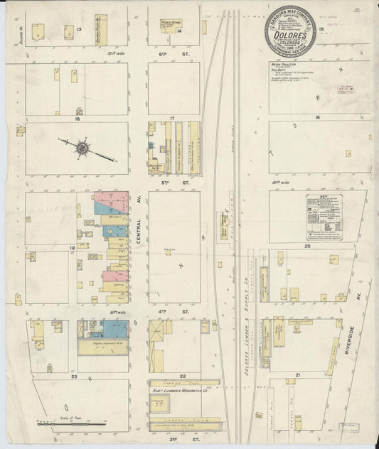 Sanborn Fire Insurance Map from Dolores, Montezuma County, Colorado (1910), Sheet #0001 - Historic Sanborn Fire Insurance Map Print, vintage old map wall art, antique decor, genealogy gift, Colorado Colorado map