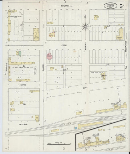 Sanborn Fire Insurance Map from Canton, Lincoln County, South Dakota (1898), Sheet #0005 - Complete Map Set gallery image, historic Sanborn map, vintage wall art, South Dakota South Dakota