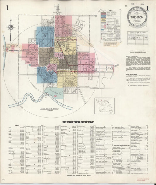 Sanborn Fire Insurance Map from Trenton, Grundy County, Missouri (1948), Sheet #0001 - Complete Map Set gallery image, historic Sanborn map, vintage wall art, Missouri Missouri