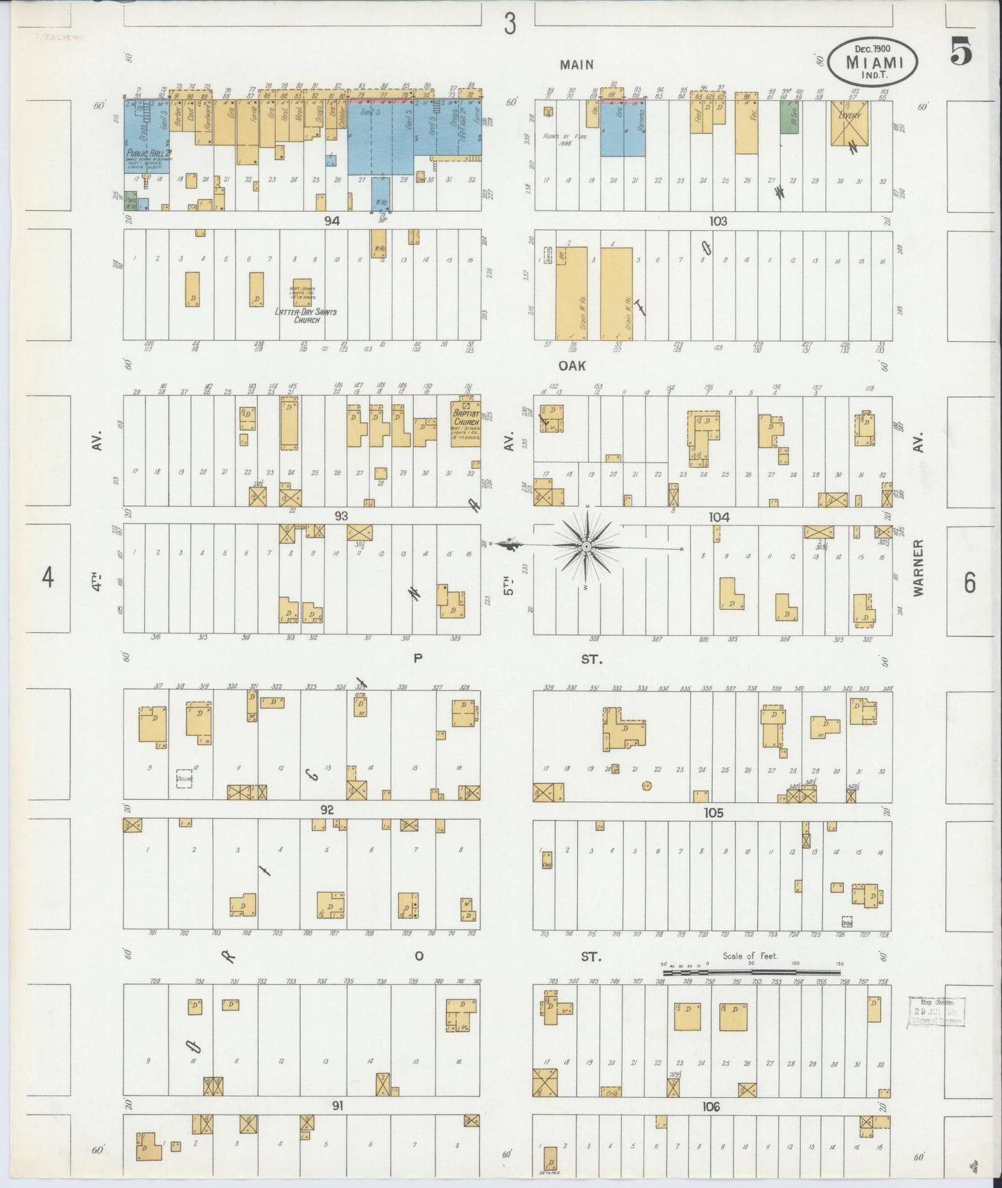 Sanborn Fire Insurance Map from Miami, Ottawa County, Oklahoma (1900), Sheet #0005 - Historic Sanborn Fire Insurance Map Print, vintage old map wall art, antique decor, genealogy gift, Oklahoma Oklahoma map