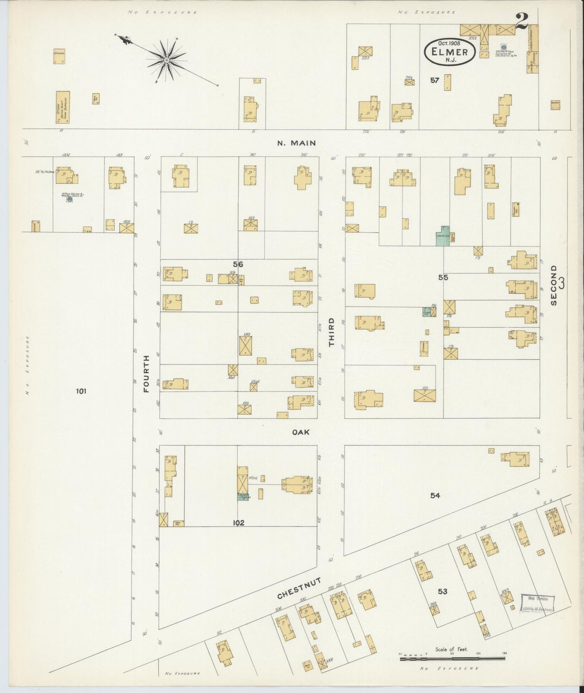 Sanborn Fire Insurance Map from Elmer, Salem County, New Jersey (1908), Sheet #0002 - Complete Map Set gallery image, historic Sanborn map, vintage wall art, New Jersey New Jersey