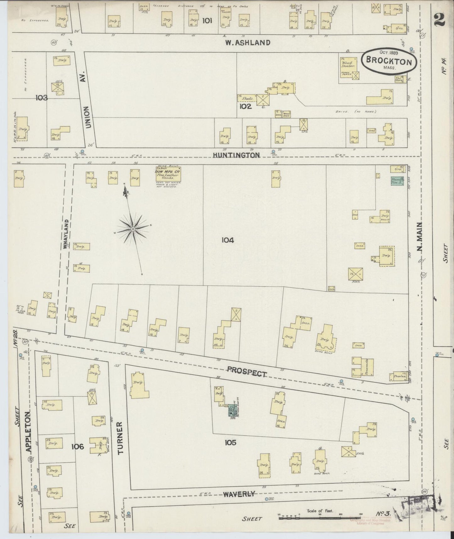 Sanborn Fire Insurance Map from Brockton, Plymouth County, Massachusetts (1889), Sheet #0002 - Historic Sanborn Fire Insurance Map Print, vintage old map wall art, antique decor, genealogy gift, Massachusetts Massachusetts map