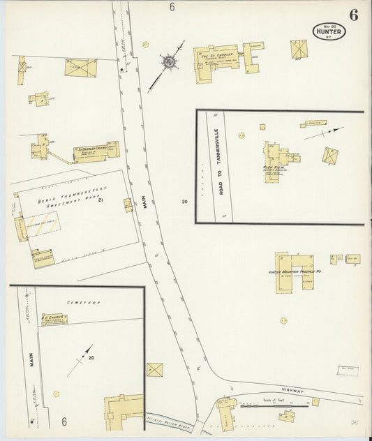 Sanborn Fire Insurance Map from Hunter, Greene County, New York (1912), Sheet #0006 - Historic Sanborn Fire Insurance Map Print, vintage old map wall art, antique decor, genealogy gift, New York New York map