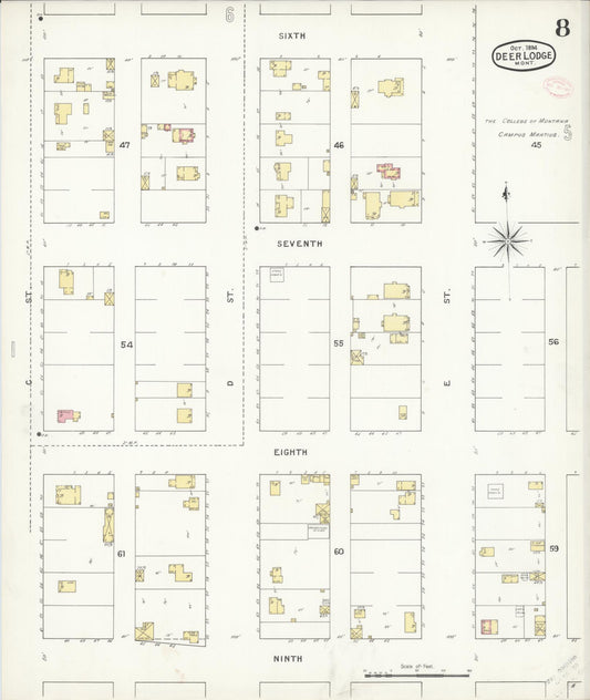 Sanborn Fire Insurance Map from Deer Lodge, Powell County, Montana (1894), Sheet #0008 - Historic Sanborn Fire Insurance Map Print, vintage old map wall art, antique decor, genealogy gift, Montana Montana map