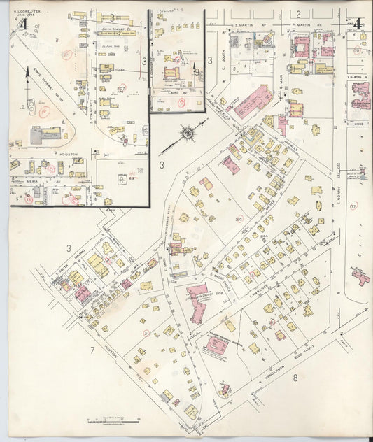 Sanborn Fire Insurance Map from Kilgore, Gregg County, Texas (1950), Sheet #0004 - Historic Sanborn Fire Insurance Map Print, vintage old map wall art, antique decor, genealogy gift, Texas Texas map