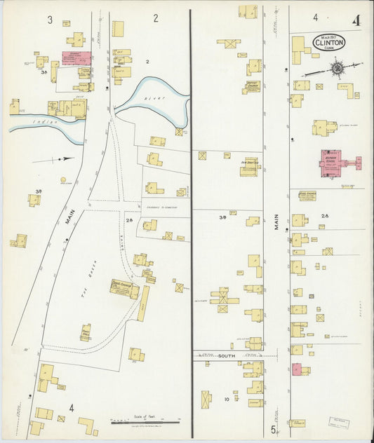 Sanborn Fire Insurance Map from Clinton, Middlesex County, Connecticut (1917), Sheet #0004 - Historic Sanborn Fire Insurance Map Print, vintage old map wall art, antique decor, genealogy gift, Connecticut Connecticut map
