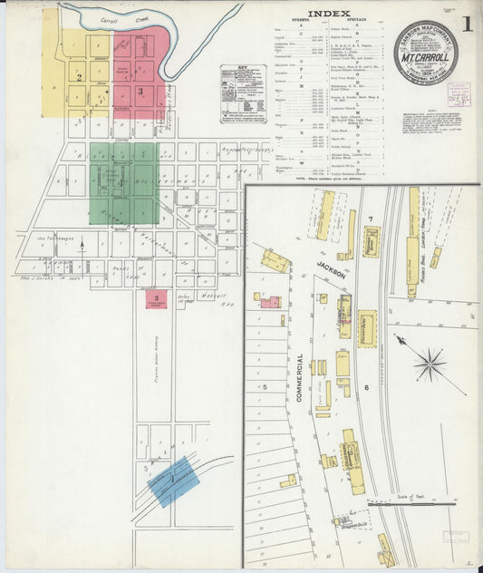 Sanborn Fire Insurance Map from Mount Carroll, Carroll County, Illinois (1904), Sheet #0001 - Historic Sanborn Fire Insurance Map Print, vintage old map wall art, antique decor, genealogy gift, Illinois Illinois map