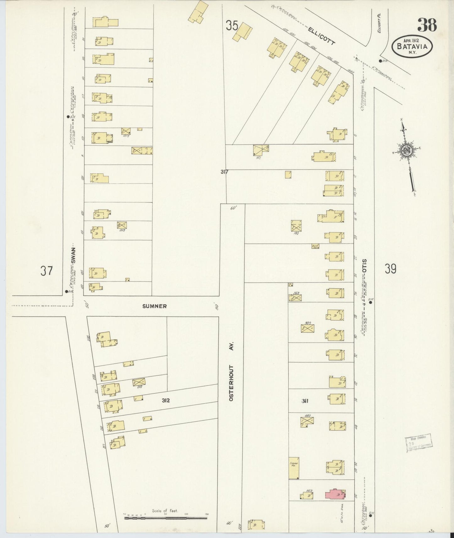 Sanborn Fire Insurance Map from Batavia, Genesee County, New York (1912), Sheet #0038 - Complete Map Set gallery image, historic Sanborn map, vintage wall art, New York New York