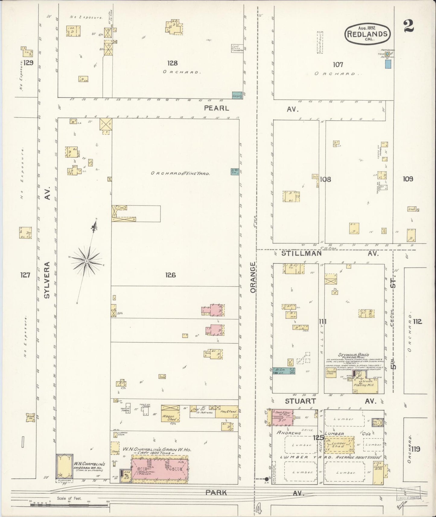 Sanborn Fire Insurance Map from Redlands, San Bernardino County, California (1892), Sheet #0002 - Complete Map Set gallery image, historic Sanborn map, vintage wall art, California California