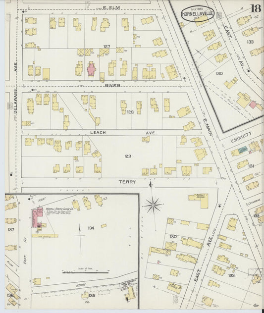 Sanborn Fire Insurance Map from Hornell, Steuben County, New York (1893), Sheet #0018 - Historic Sanborn Fire Insurance Map Print, vintage old map wall art, antique decor, genealogy gift, New York New York map