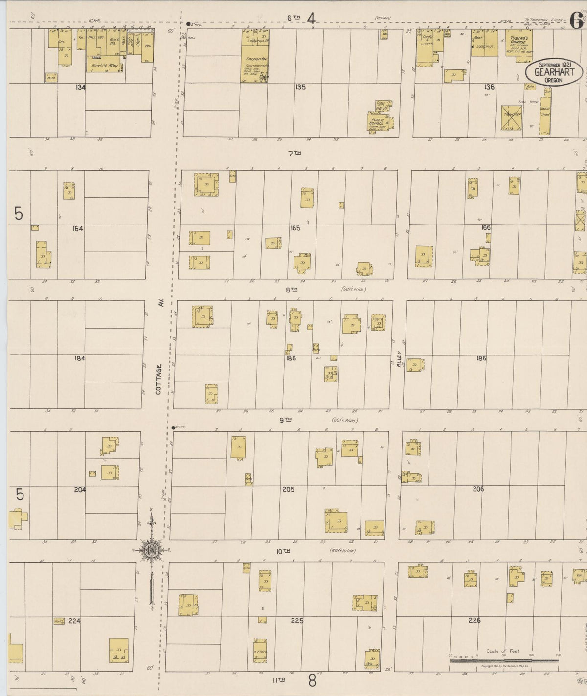 Sanborn Fire Insurance Map from Gearhart, Clatsop County, Oregon (1921), Sheet #0006 - Historic Sanborn Fire Insurance Map Print, vintage old map wall art, antique decor, genealogy gift, Oregon Oregon map