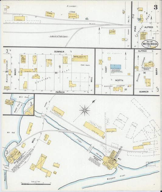 Sanborn Fire Insurance Map from Weyauwega, Waupaca County, Wisconsin (1901), Sheet #0003 - Historic Sanborn Fire Insurance Map Print, vintage old map wall art, antique decor, genealogy gift, Wisconsin Wisconsin map