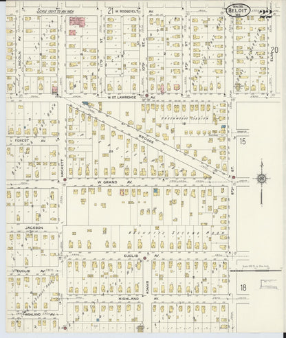 Sanborn Fire Insurance Map from Beloit, Rock County, Wisconsin (1915), Sheet #0022 - Complete Map Set gallery image, historic Sanborn map, vintage wall art, Wisconsin Wisconsin