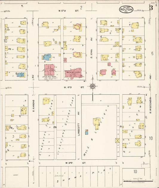 Sanborn Fire Insurance Map from Holton, Jackson County, Kansas (1922), Sheet #0003 - Historic Sanborn Fire Insurance Map Print, vintage old map wall art, antique decor, genealogy gift, Kansas Kansas map