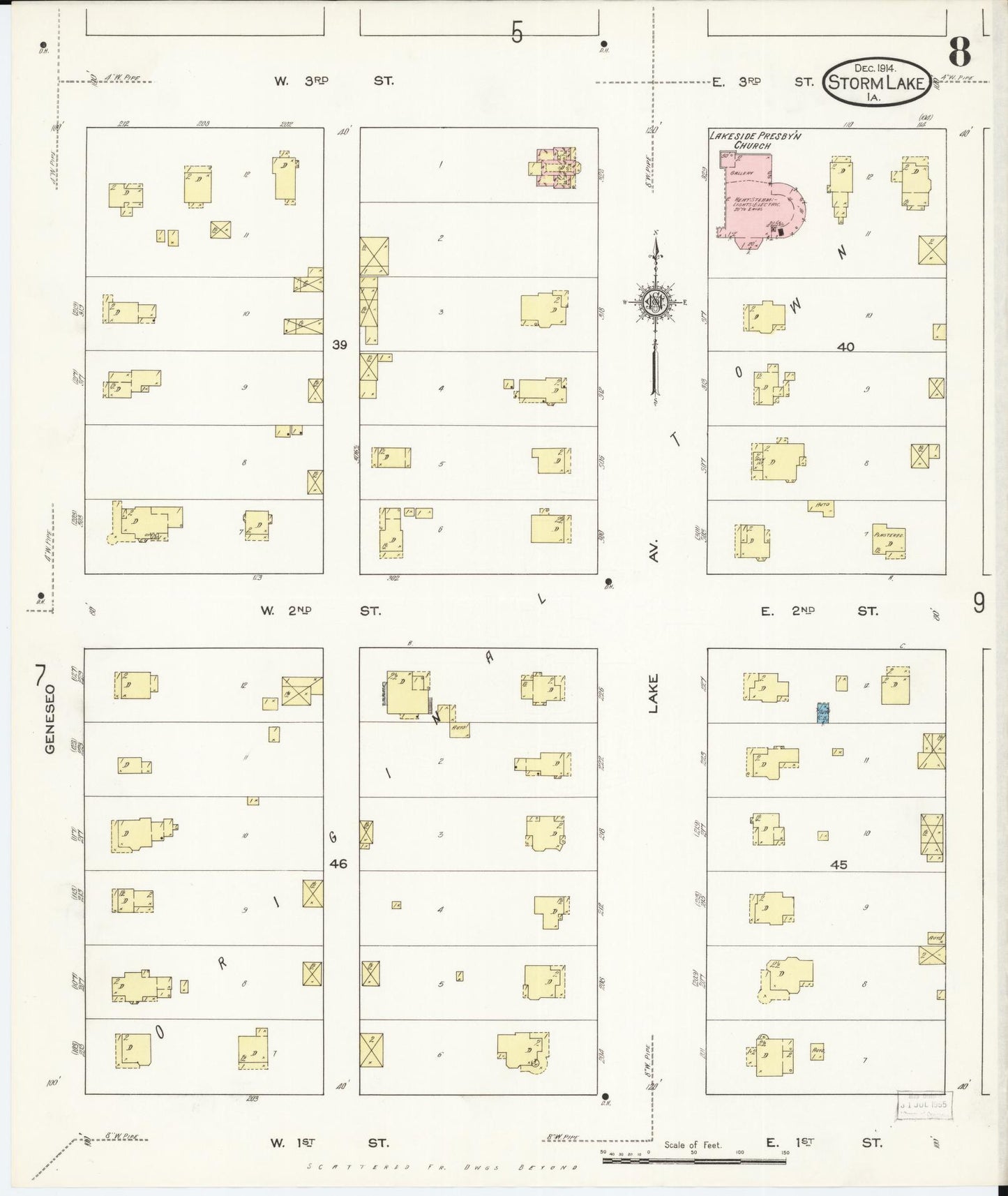 Sanborn Fire Insurance Map from Storm Lake, Buena Vista County, Iowa (1914), Sheet #0008 - Historic Sanborn Fire Insurance Map Print, vintage old map wall art