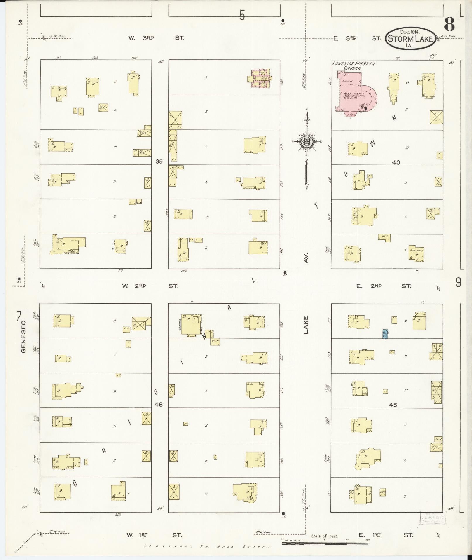 Sanborn Fire Insurance Map from Storm Lake, Buena Vista County, Iowa (1914), Sheet #0008 - Historic Sanborn Fire Insurance Map Print, vintage old map wall art