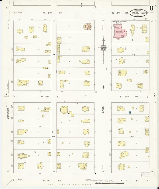Sanborn Fire Insurance Map from Storm Lake, Buena Vista County, Iowa (1914), Sheet #0008 - Historic Sanborn Fire Insurance Map Print, vintage old map wall art