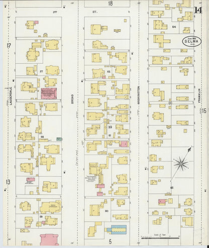 Sanborn Fire Insurance Map from Selma, Dallas County, Alabama (1903), Sheet #0014 - Complete Map Set gallery image, historic Sanborn map, vintage wall art, Alabama Alabama