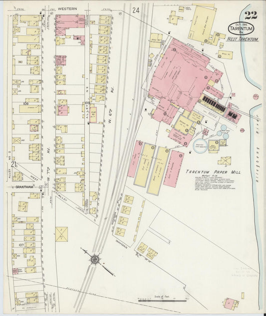 Sanborn Fire Insurance Map from Tarentum, Allegheny County, Pennsylvania (1914), Sheet #0022 - Historic Sanborn Fire Insurance Map Print, vintage old map wall art, antique decor, genealogy gift, Pennsylvania Pennsylvania map