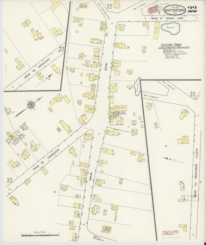 Sanborn Fire Insurance Map from Waterford, Saratoga County, New York (1914), Sheet #0022 - Historic Sanborn Fire Insurance Map Print, vintage old map wall art, antique decor, genealogy gift, New York New York map