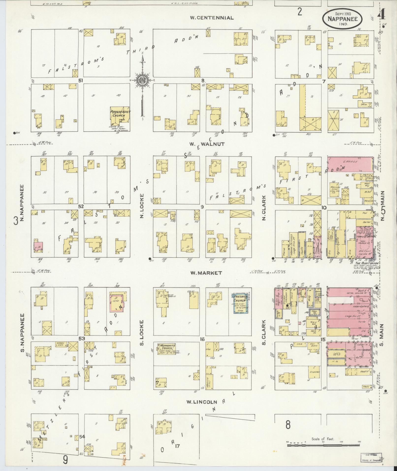 Sanborn Fire Insurance Map from Nappanee, Elkhart County, Indiana (1910), Sheet #0004 - Complete Map Set gallery image, historic Sanborn map, vintage wall art, Indiana Indiana